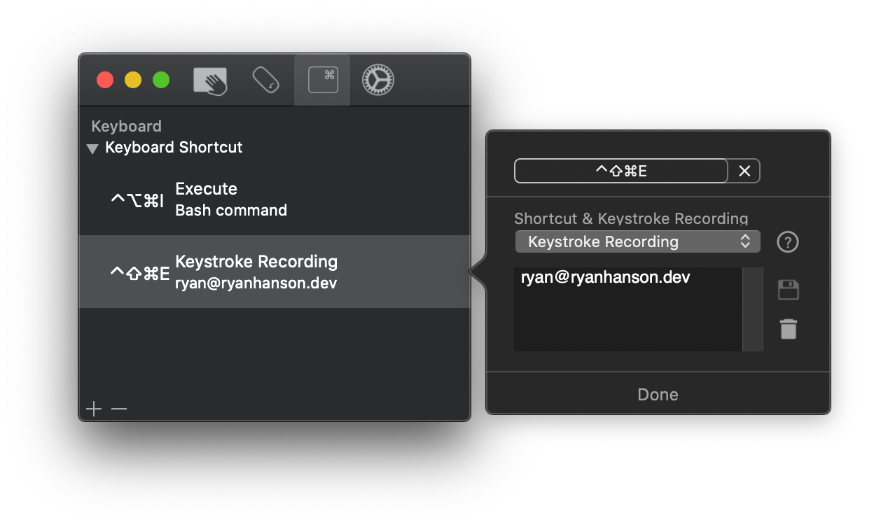Recording keystrokes or pasting text in the Multitouch app by Ryan
