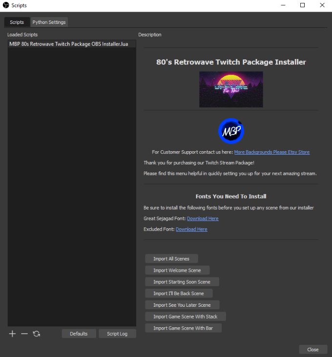 How to a create simple custom user interface inside OBS Studio with a