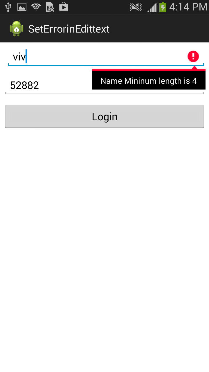 How To Set Error Message In Edittext Android By Velmurugan Murugesan
