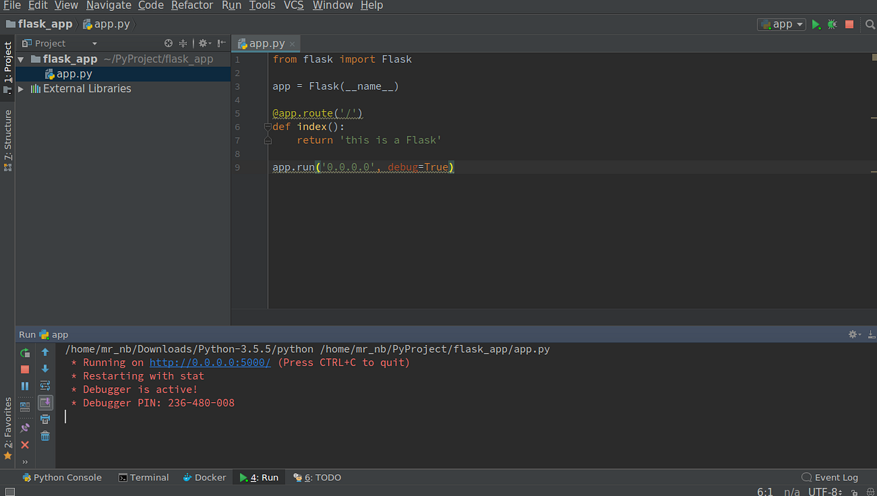 Flask by Example using Pycharm. Flask is mini framework for web… by