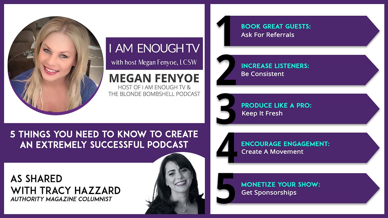 Tracy Hazzard, Authority Magazine, Medium, BuzzFeed, Megan Fenyoe, I Am Enough TV, The Blonde Bombshell