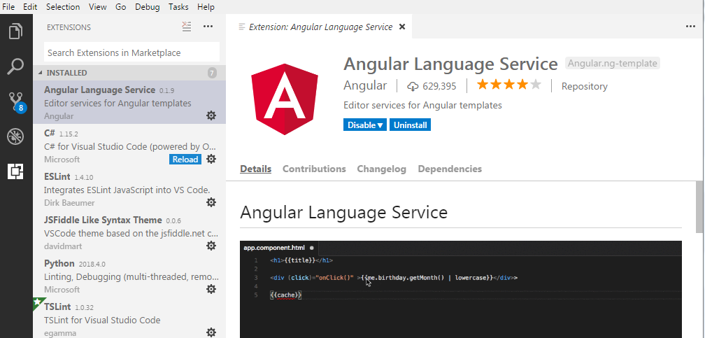 visual studio code plugins for angular2