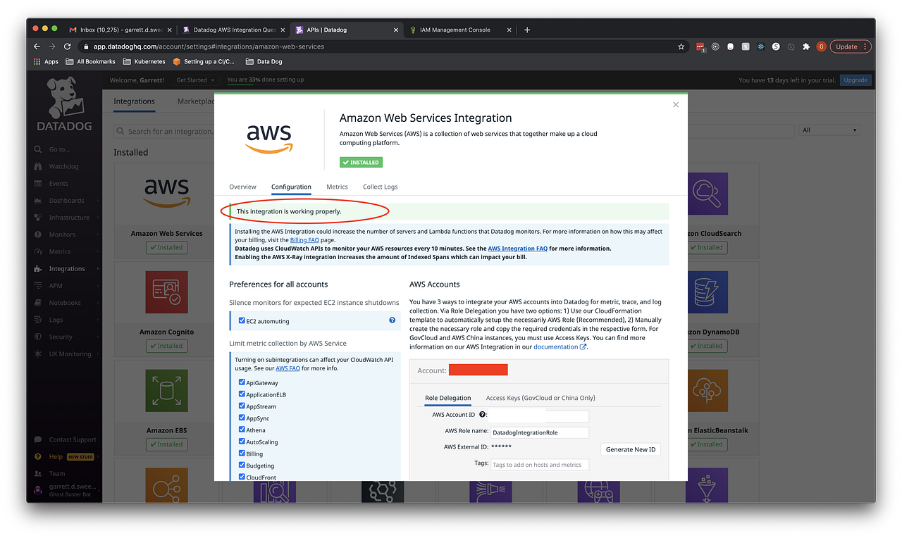 Step By Step with Pictures Installing the Datadog AWS Integration and