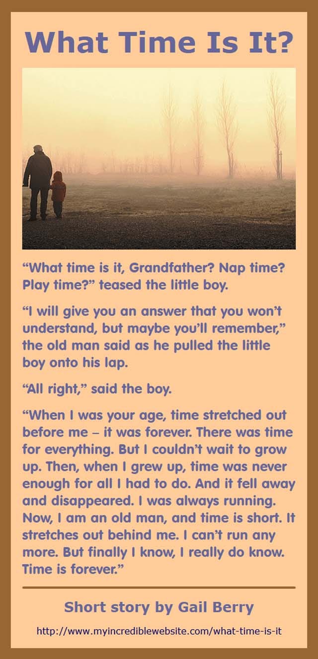 What Time Is It?. A short short story by Gail Berry by John Kremer