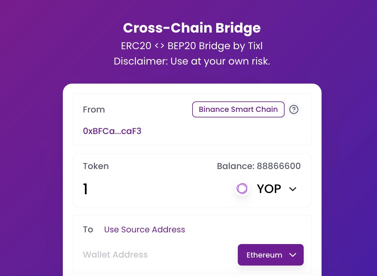 YOP Binance Smart Chain Bridge Open | by YOP | Medium
