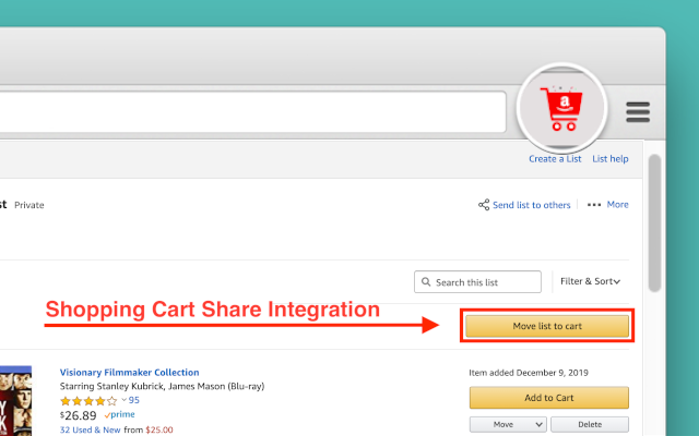 How to share my cart on amazon