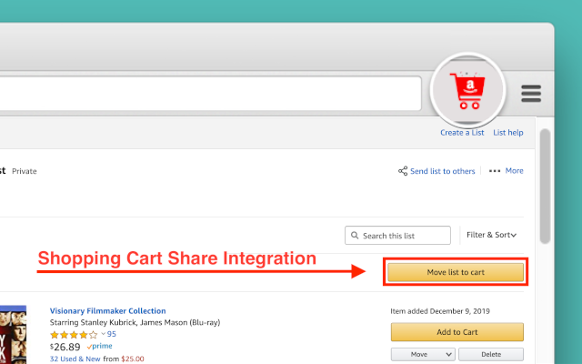 Share cart on amazon