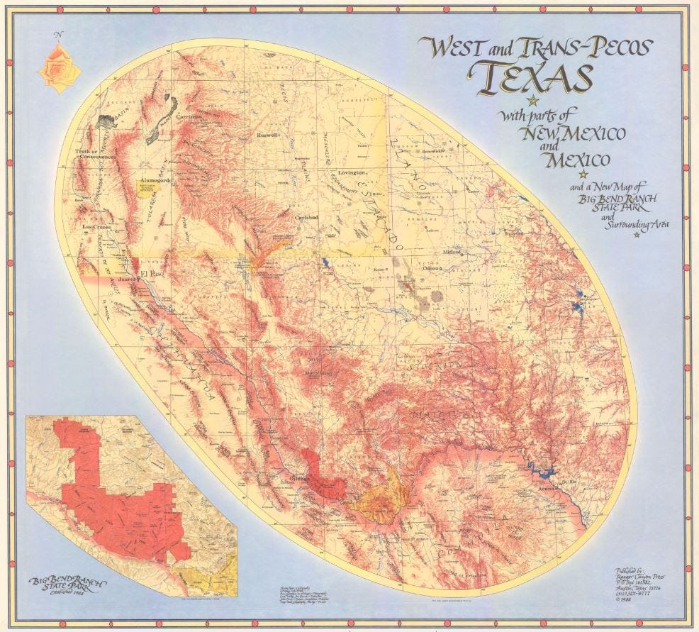 My Favorite Map West and TransPecos Texas with parts of New Mexico