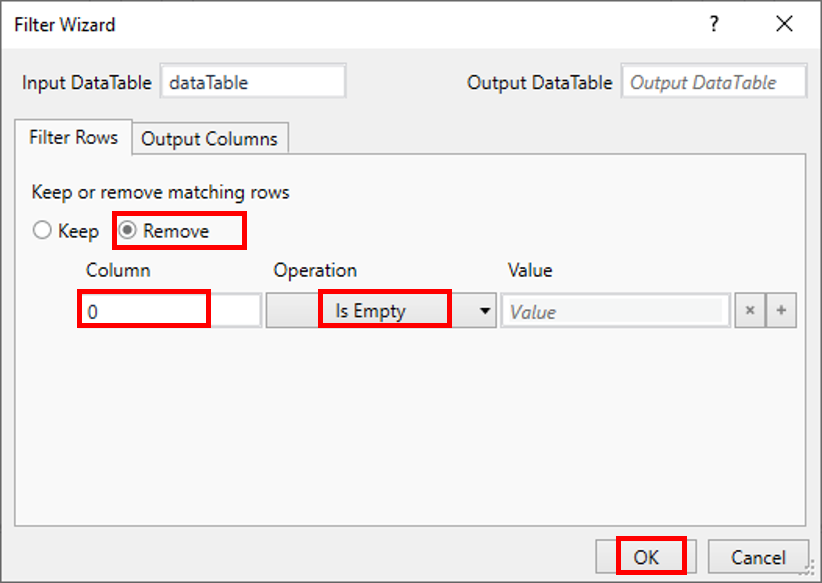 How to remove empty rows from table in UiPath by rpa