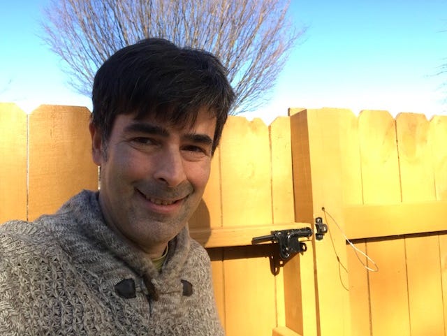 Photo of author near troublesome fence.
