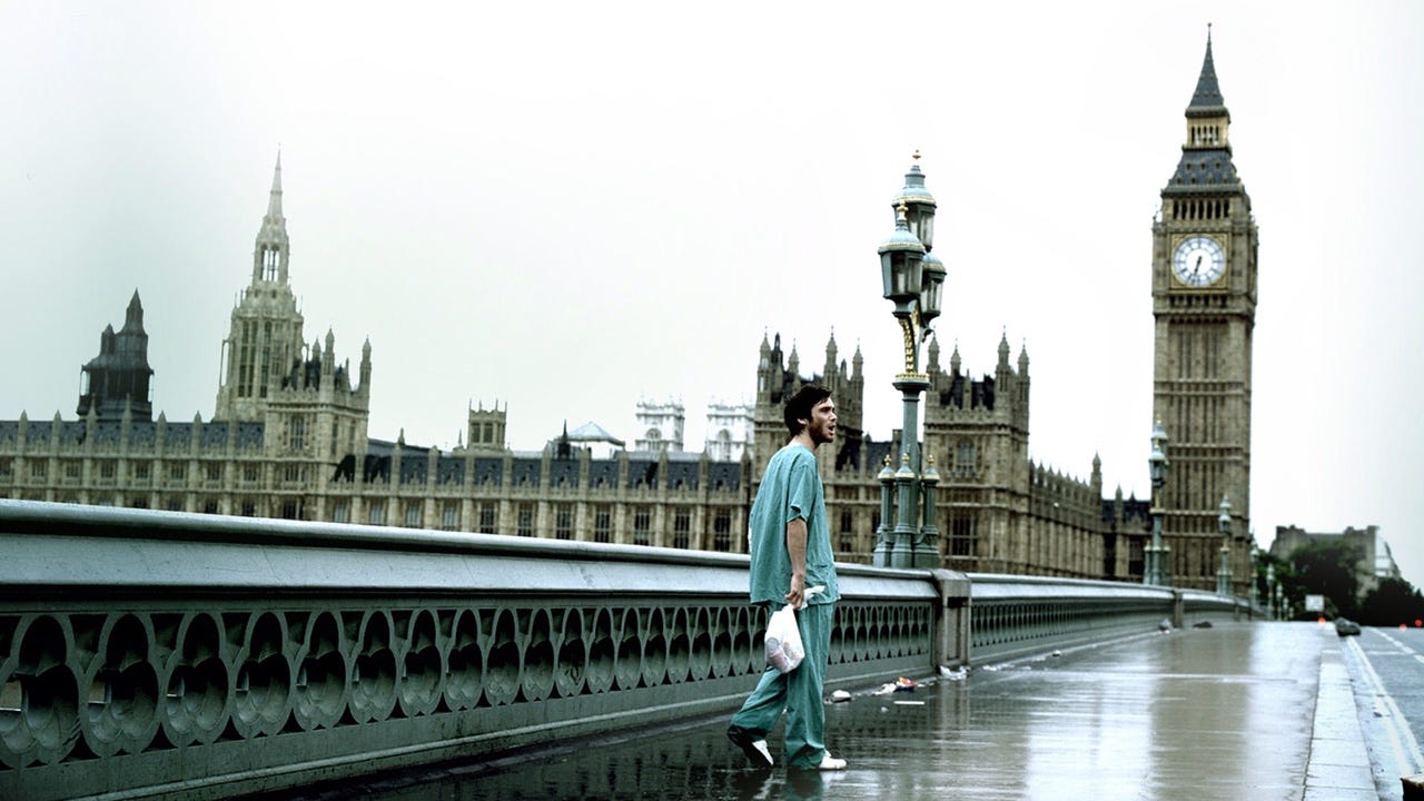 The opening of 28 Days Later is set in central London, a realistic setting for the audience.