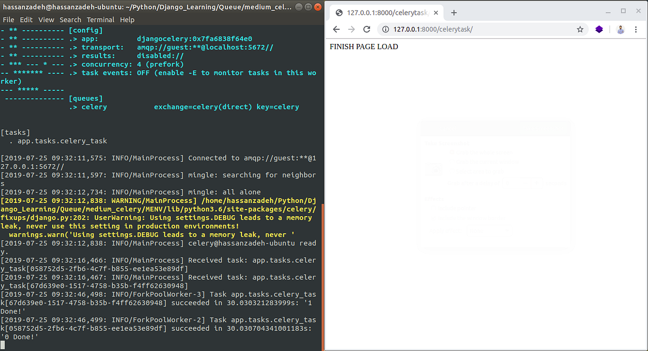 Celery and Rabbitmq in Django And Monitoring with Flower, Just Couple