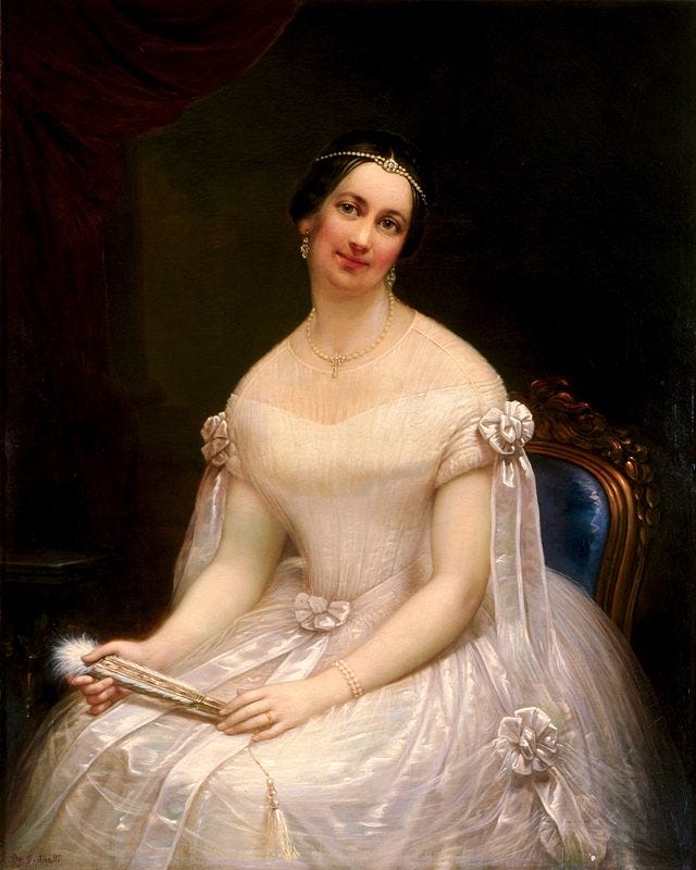 Julia Tyler the Presidents Bride Dressed in a formal gown.