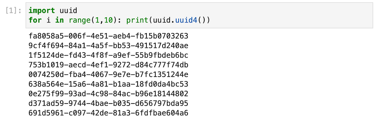 uuid generator v4 python