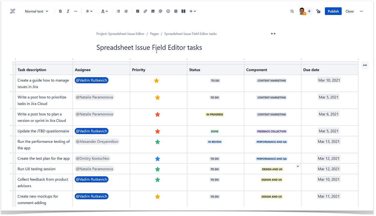 How to Create an Interactive Task Reporting Table in Confluence Cloud