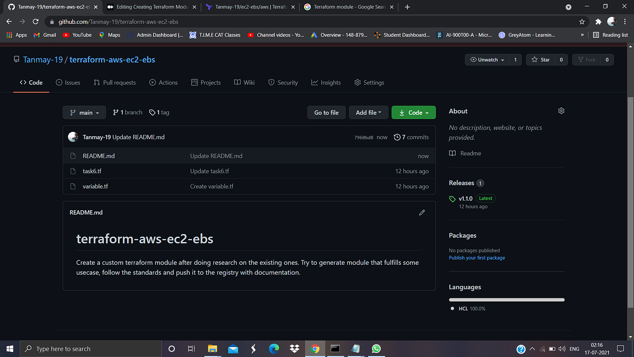 Creating Terraform Module And Push Into Terraform Registry By Tanmay