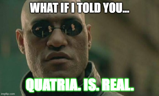 Meme: (Morpheus) “What if I told you… Quatria Is Real”