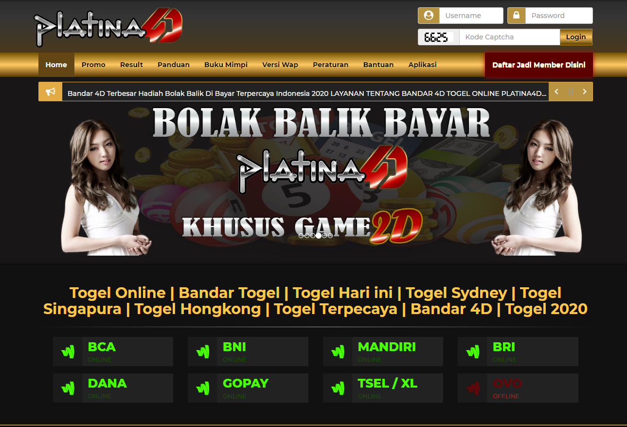 Togel Bet 100 Via Gopay
, Platina4d Bandar Togel Online Terpercaya