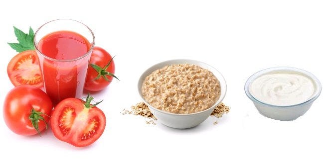 oatmeal and tomato face pack