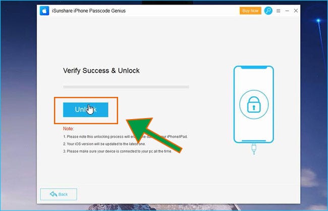 click Unlock to factory reset iPhone
