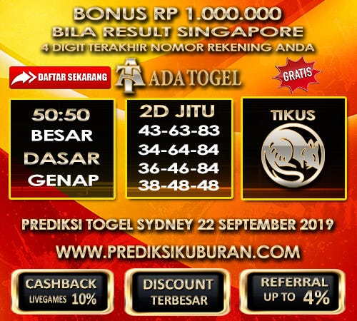 Togel Sdy Hari Ini Angka Main
, Prediksi Angka Jitu Togel Sidney Selasa 24 September 2019 By Prediksi Kuburan Medium