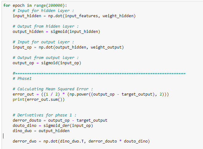 Figure 29: Phase 1 of training on our neural network.