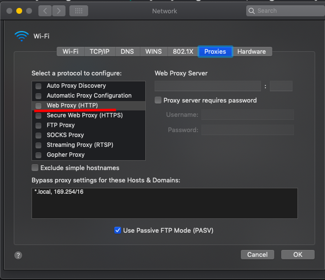 how to reset proxy settings mac