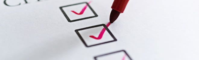 checklist and a pen
