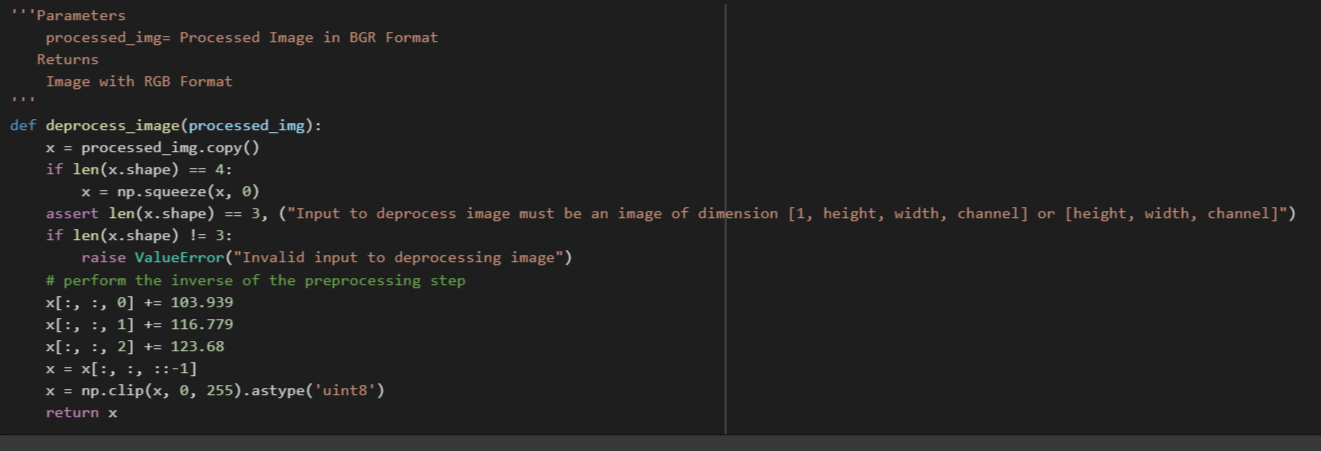 Helper Function to Reprocess the preprocessed image