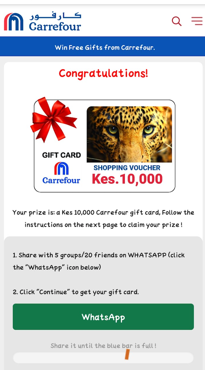 Hoax This Website Promising Gift Vouchers From Carrefour Supermarket Is A Scam By Pesacheck Pesacheck