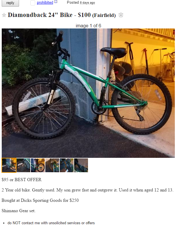 craigslist diamondback bike