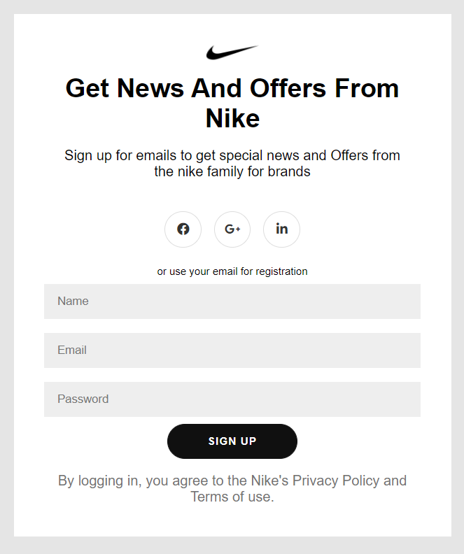 yermo Digno burbuja Nike Sign Up form using HTML and CSS. | by Nitin Sharma | Dev Genius