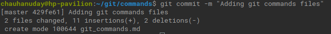 git commit -m “Adding git commands files”