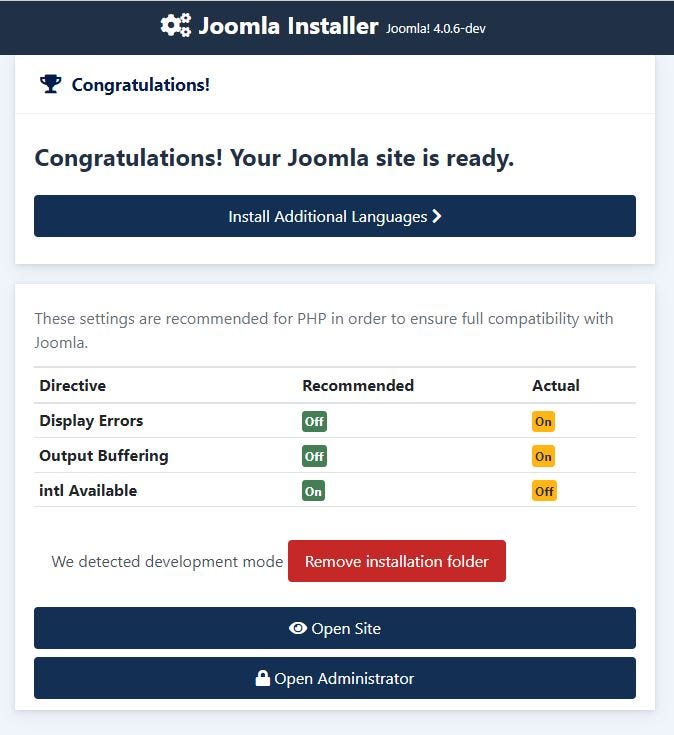 Joomla Successful Installation