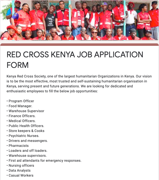 HOAX: This Facebook post advertising jobs at Kenya Red Cross is fake | by  PesaCheck | PesaCheck