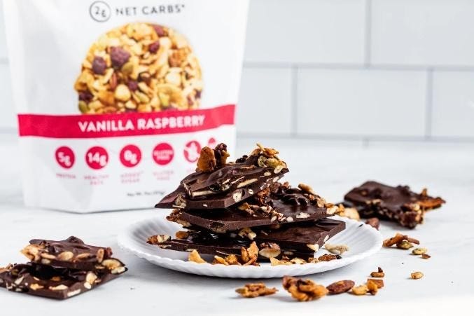 best keto diet snacks Chocolate Bark made with NuTrail Nut Granola