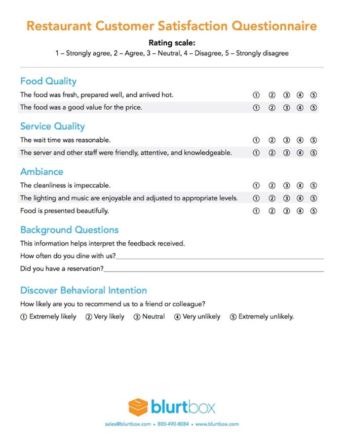 Service Questionnaire Template