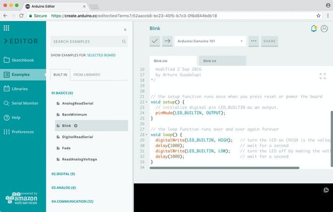 Arduino Web Editor Interface