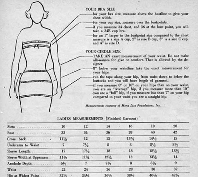 1950 S Size Chart