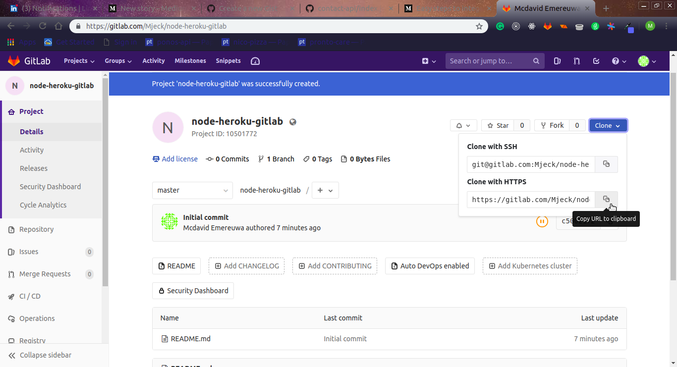 Continuous Integration with Node.js, Heroku and GitLab CI/CD Part 1.
