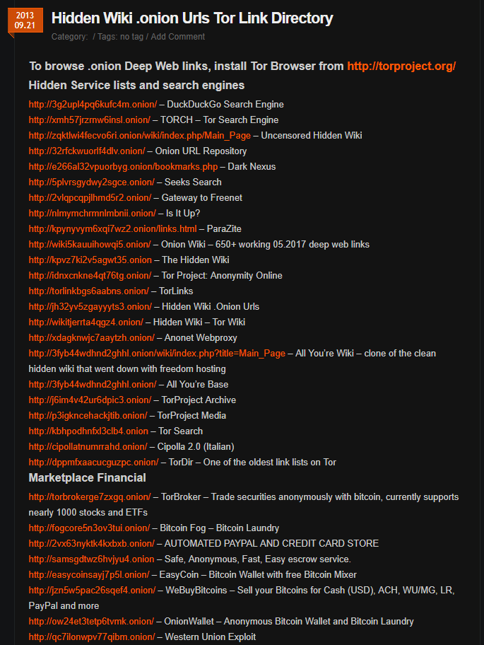 Dark Web Site List