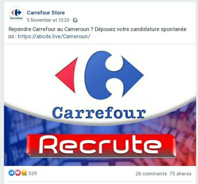 Canular Carrefour Store N A Pas Lance Un Appel De Recrutement Au Cameroun By Pesacheck Nov 2020 Pesacheck