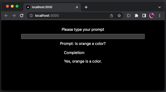 The screen for prompt and completion. yes, orange is a color