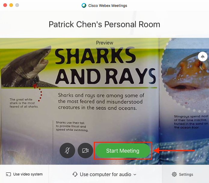 webex webcam settings