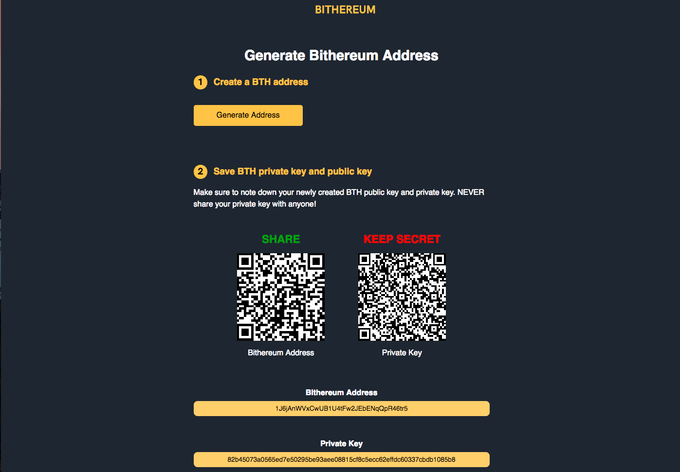 How to Generate a Bithereum Wallet Address - ALTCOINSTECH How to Generate a Bithereum Wallet ...