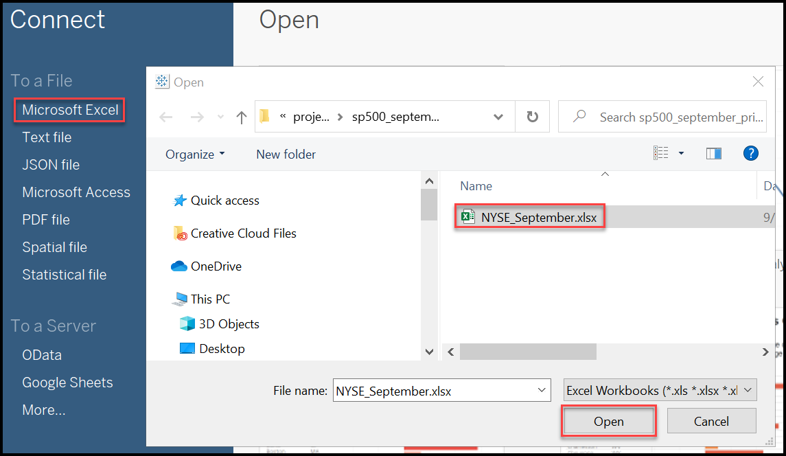 Connecting to an Excel file with Tableau.