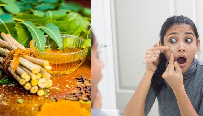 applying neem oil on face