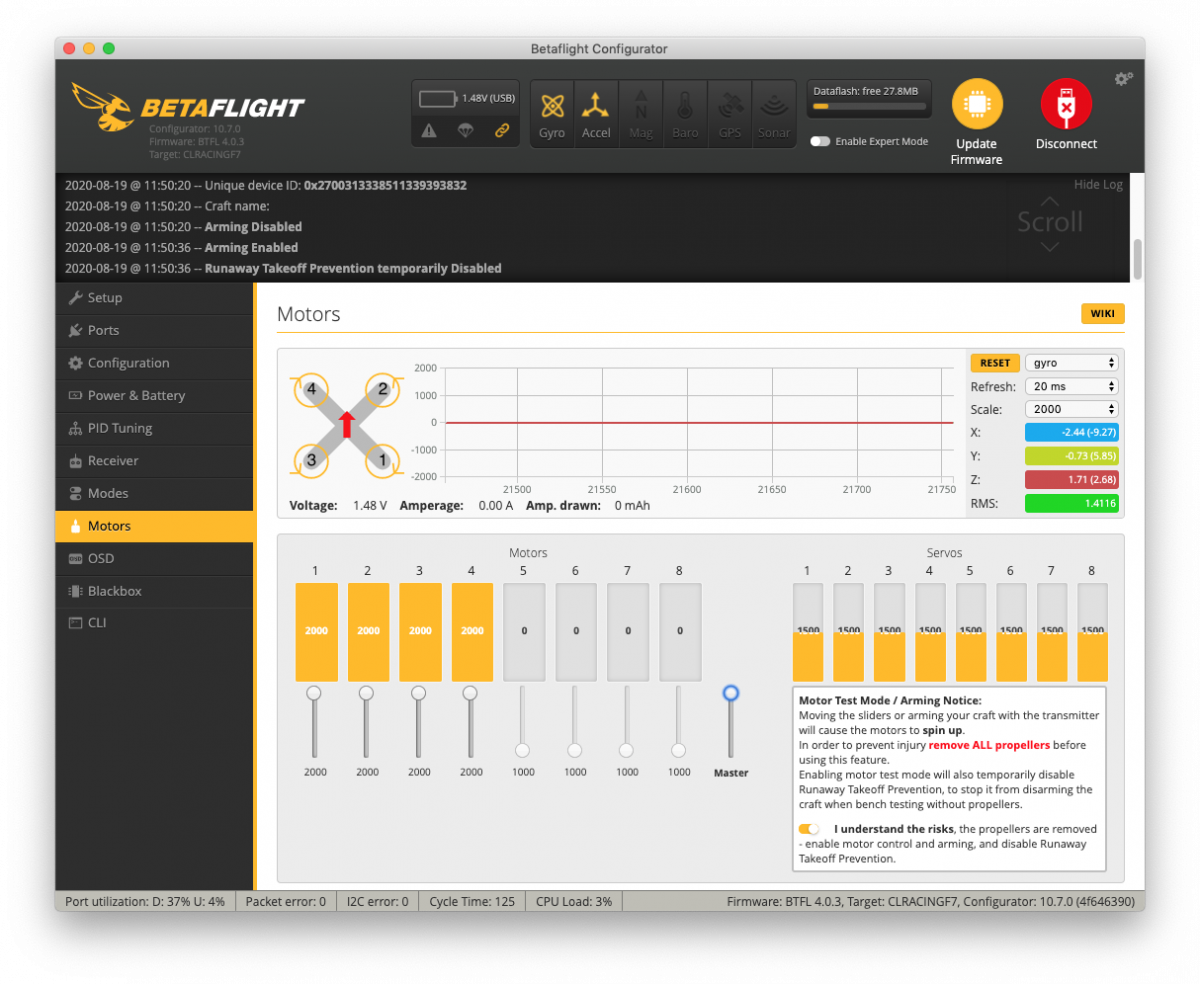 Betaflight переназначение моторов