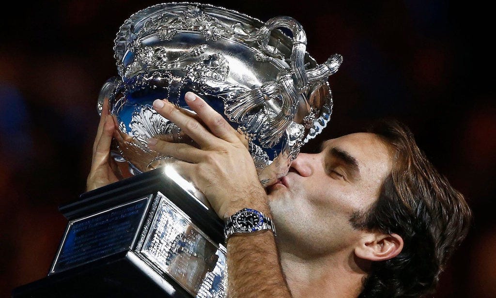 Spot the Watch: Roger Federer wins his 18th Grand Slam title and collects  the trophy with a Rolex on his wrist. | by DEPLOYANT | Medium