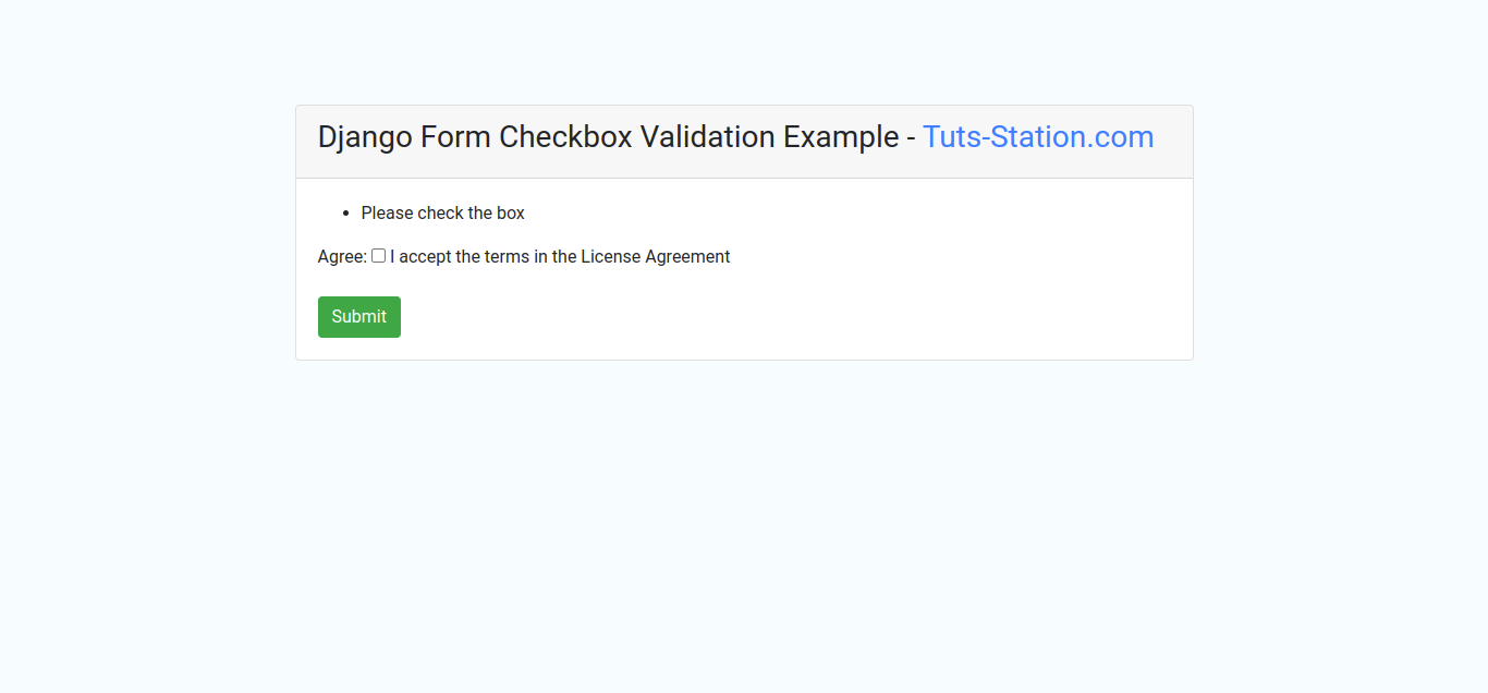 Django Form Checkbox Validation Example | by Bhavesh Sonagra | Oct, 2022 |  AWS Tip